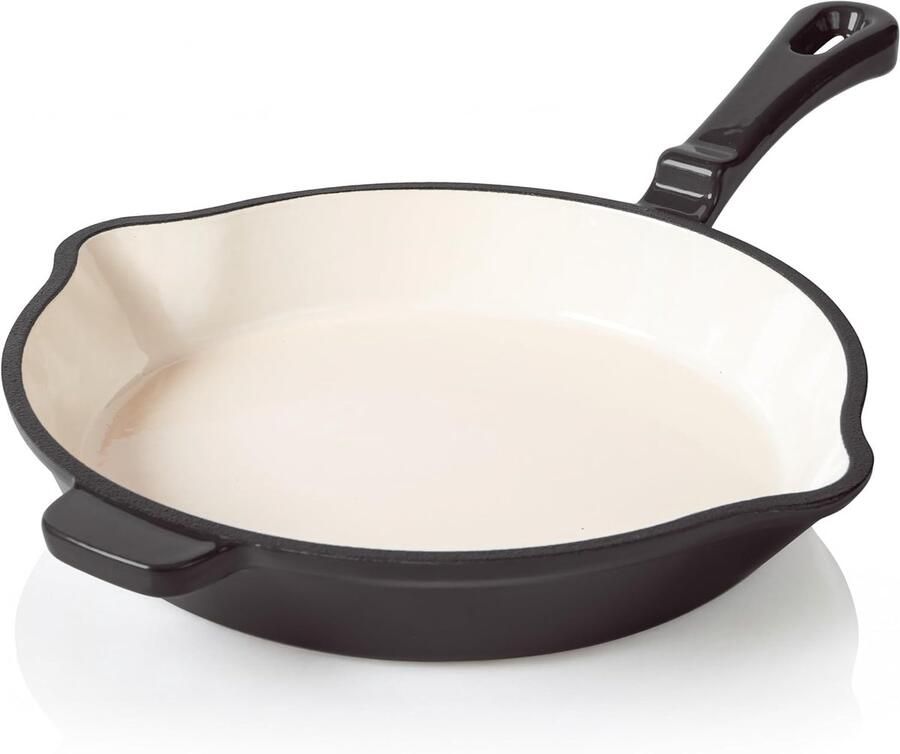 Gietijzeren braadpan Koekenpan Scherp aanbraden PFAS-vrij emaille 24 cm Antraciet