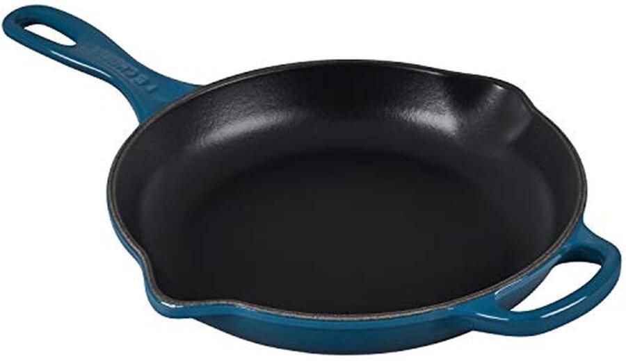 Gietijzeren Braadpan Koekenpan Serveerschaal Veelzijdig Koken Met Extra Handvat 23 cm Diameter Diep Petrol