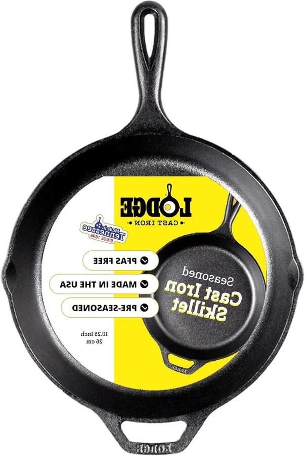 Gietijzeren Braadpan Koekenpan Skillet Koken Bakken Al Ingebrand Onderhoudsarm 26 cm Diameter Zwart