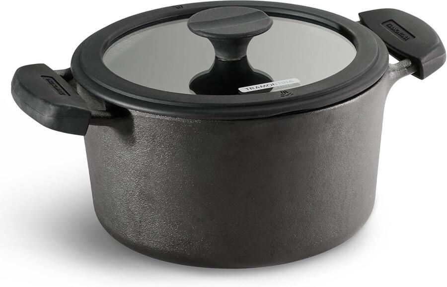 Gietijzeren Braadpan Kookpan Biryani Authentiek Koken Gelijkmatige Warmte 24 cm 4.9L Zwart