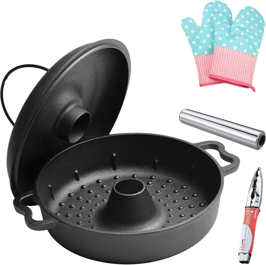 Gietijzeren Braadpan Kookpan Oven Gelijkmatig Koken Constante Hitteafgifte 305x25x10cm Zwart