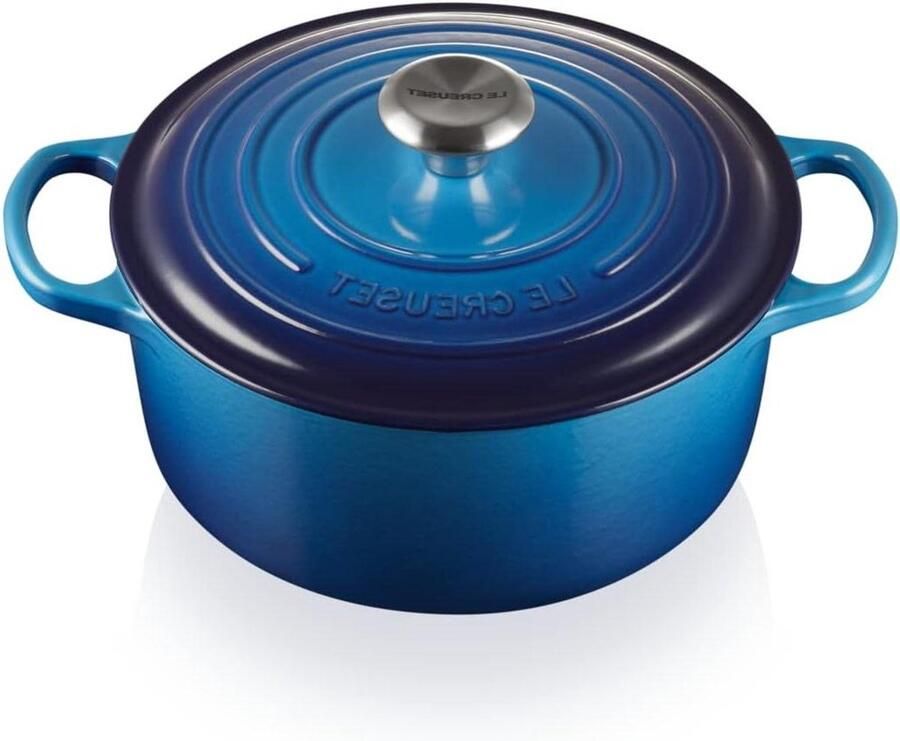 Gietijzeren Braadpan Kookpan Deksel Langzaam Koken Houdt Warmte Vast 4.2 Liter Azure Blauw