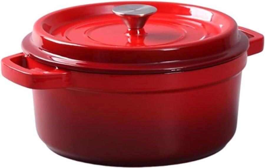 Gietijzeren Braadpan Kookpan Stoofpan Braden en Stoven Geëmailleerd Gelijkmatige Warmte 22cm Rood