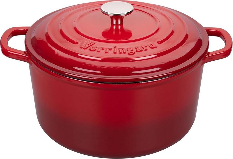 Gietijzeren Braadpan Kookpot met deksel Brood bakken Gelijkmatige warmteverdeling 4.5 Quart Rood