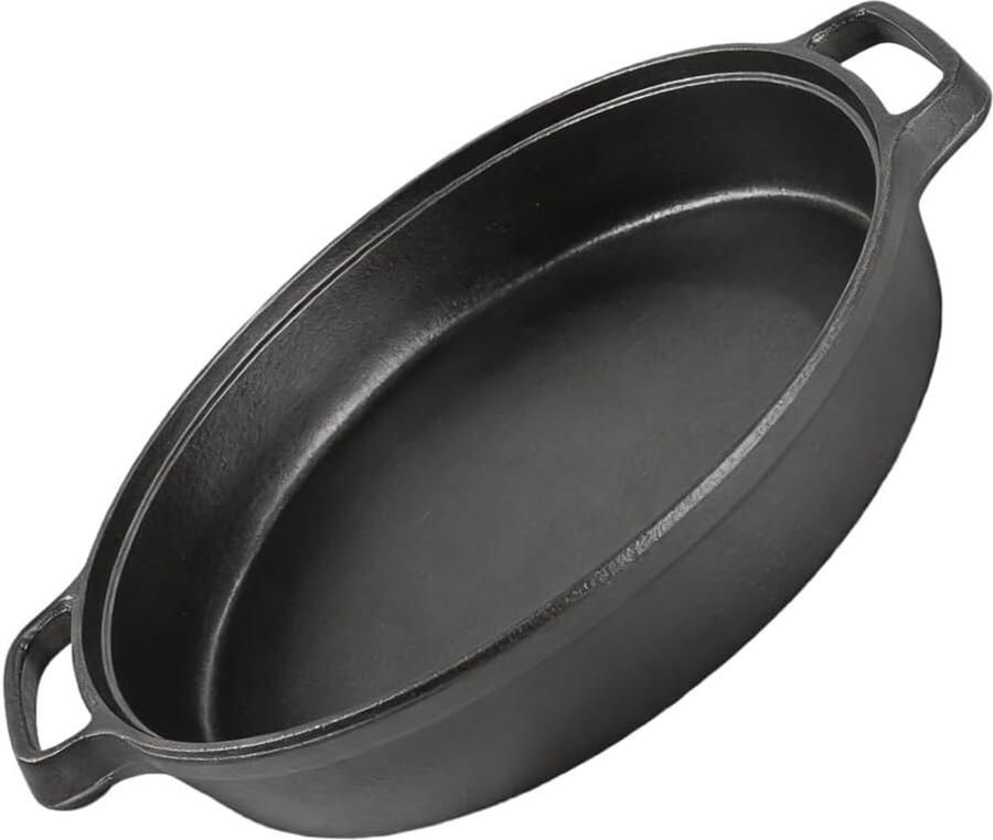 Gietijzeren braadpan Massieve ijzeren pan Braden en stoven Natuurlijke anti-aanbak 25 cm Zwart