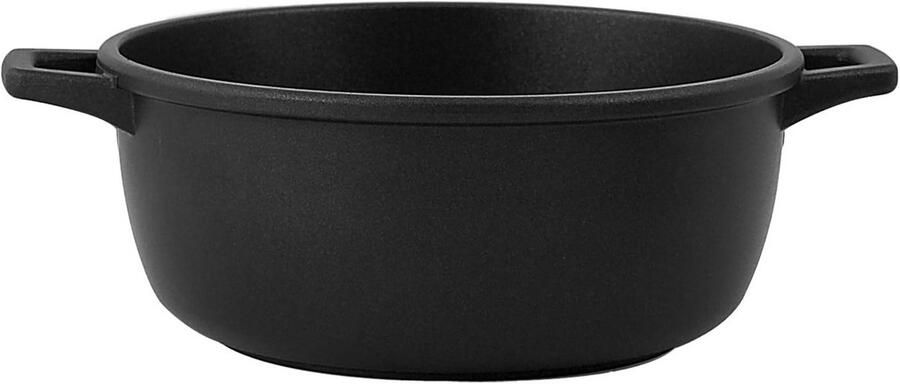 Gietijzeren braadpan met antiaanbaklaag en 2 handvatten zwart 22 cm