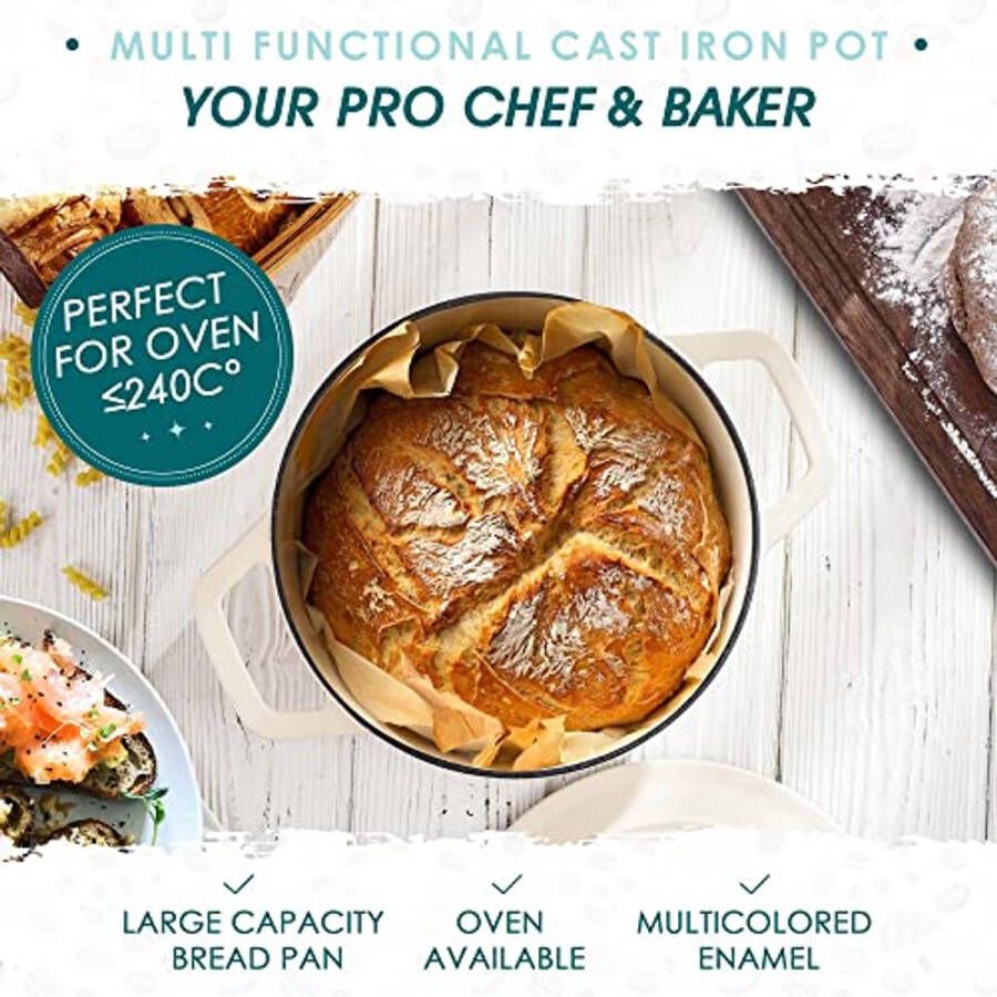 Gietijzeren braadpan met deksel – 2L – Ø20 cm – Voor alle warmtebronnen