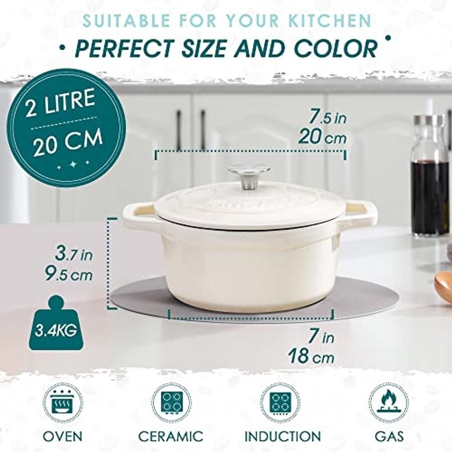 Gietijzeren braadpan met deksel – 2L – Ø20 cm – Voor alle warmtebronnen