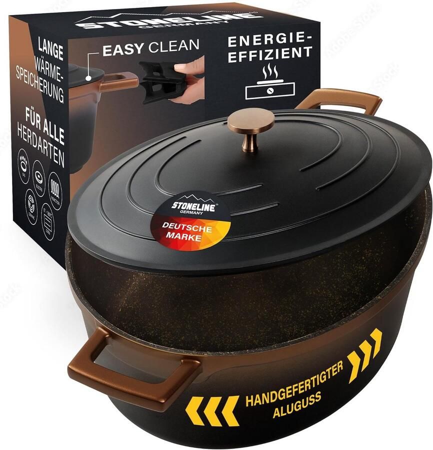 Gietijzeren Braadpan met Deksel 32 cm 6.6L voor Alle Warmtebronnen