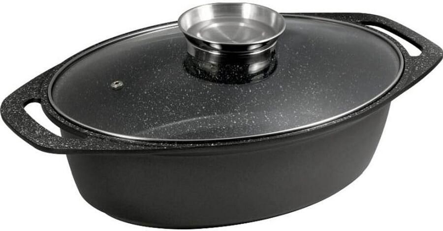 Gietijzeren Braadpan met Deksel 32 x 24 cm voor Alle Warmtebronnen