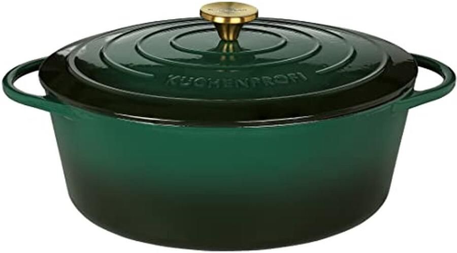 Gietijzeren braadpan met deksel 33 cm Groen Zwart Ideaal voor Stoven en Bakken Gemaakt van Hoogwaardig Gietijzer