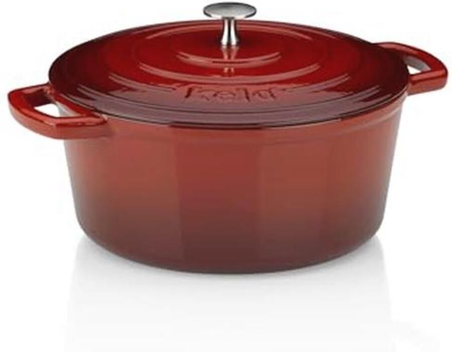 Gietijzeren Braadpan met Deksel Geschikt voor Inductie 5L Rood