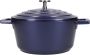 Lichtgewicht Braadpan met Deksel Gegoten Aluminium Stoofpan Geschikt voor Inductiekookplaat en Oven Metallic Blauw - Thumbnail 1