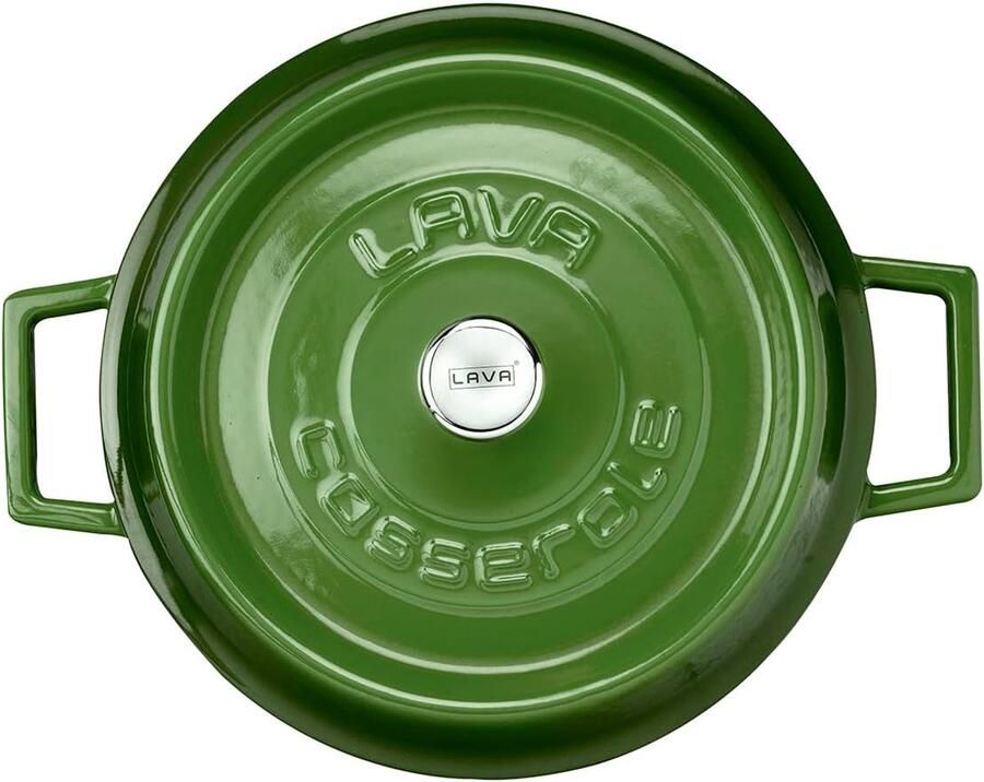 Gietijzeren Braadpan met Deksel Rond 24 cm Groen – Geschikt voor Alle Warmtebronnen