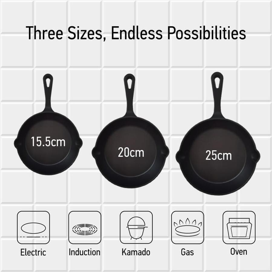 Gietijzeren Braadpan met Handvat Ø 20 cm voor Alle Warmtebronnen