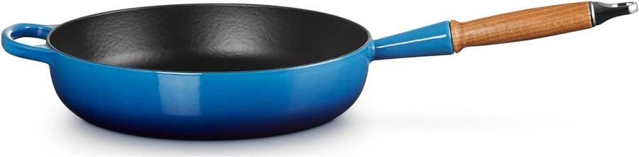 Gietijzeren Braadpan met Houten Steel 28 cm Geschikt voor Alle Warmtebronnen
