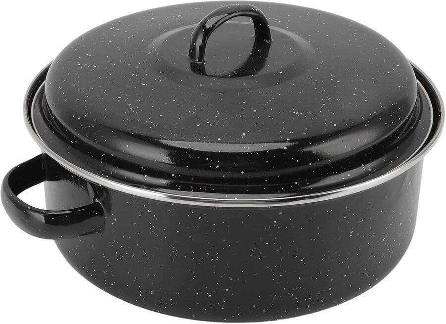 Gietijzeren Braadpan Ovenpan Gelijkmatige Warmte Non-stick Emaille 26CM Zwart Gespikkeld