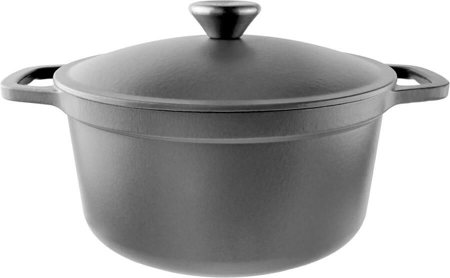 Gietijzeren Braadpan Ovenpan Stoofpan Koken en Brood Bakken Lichtgewicht Ontwerp 24 cm 3.5 L Zwart