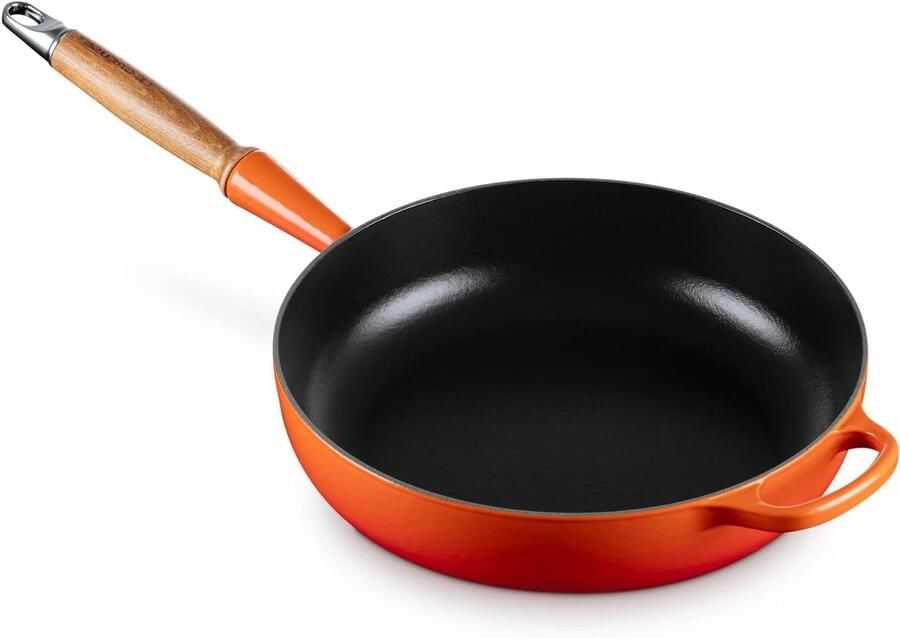 Gietijzeren Braadpan Ovenschaal met deksel Langzaam Garen Houten Handvat 28 cm Diameter Vulkaan Rood
