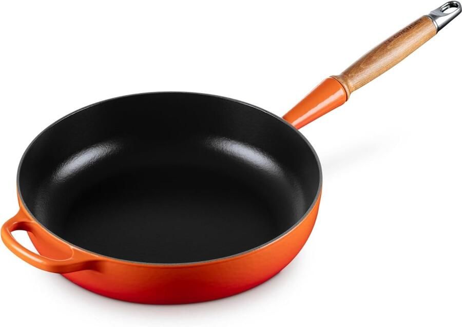Gietijzeren Braadpan Ovenschaal met deksel Langzaam Garen Houten Handvat 28 cm Vulkaan Rood