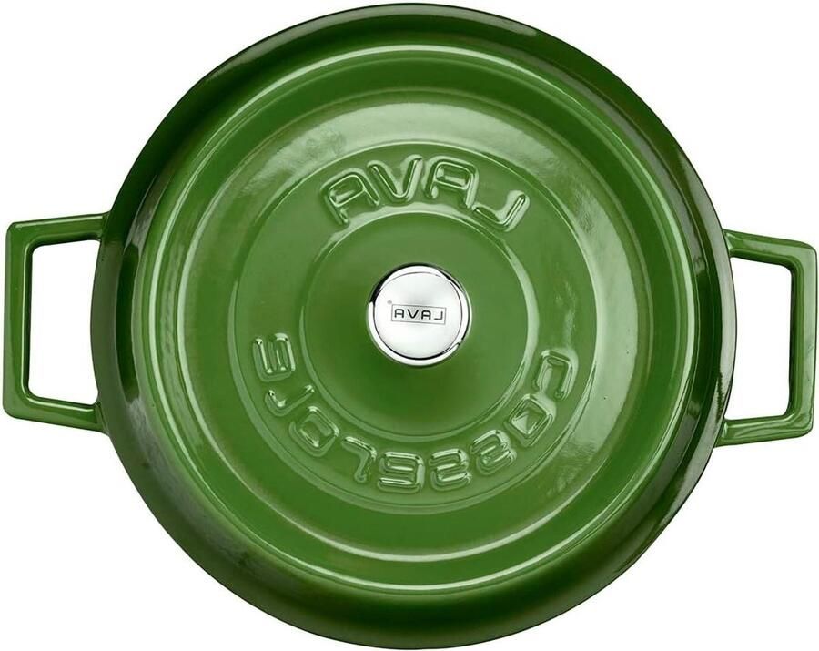 Gietijzeren Braadpan Ovenschaal Rond Langzaam Garen Alle Warmtebronnen 24 cm Groen