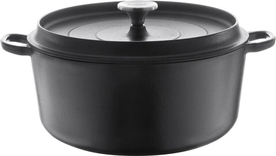 Gietijzeren Braadpan Ovenschaal Stoofpan Langzaam Garen Gelijkmatige Warmteverdeling 20 cm Diameter Zwart