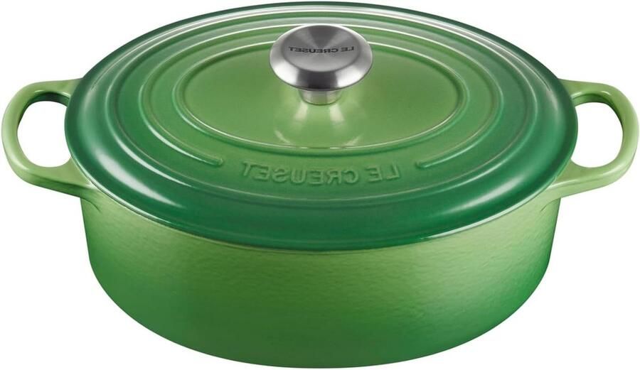 Gietijzeren Braadpan Ovenschaal Stoofpan Langzaam Garen Gelijkmatige Warmteverdeling Ø 27 cm Bamboe