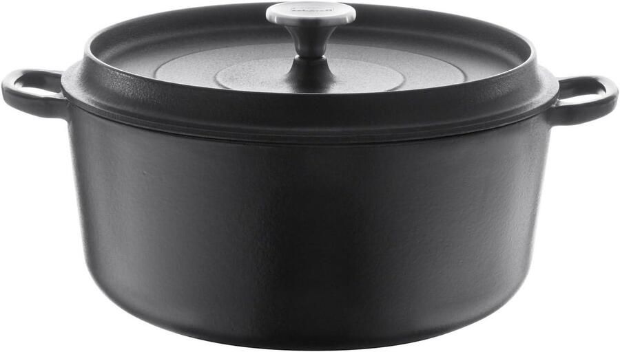 Gietijzeren Braadpan Ovenschaal Stoofpan Langzaam Garen Optimale Warmteverdeling 28 cm Zwart