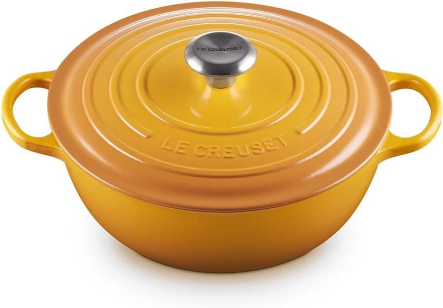 Gietijzeren Braadpan Ovenschaal Stoofpan Langzaam Garen Uitstekende Warmteverdeling 26 cm 4.1 Liter Nectar Geel
