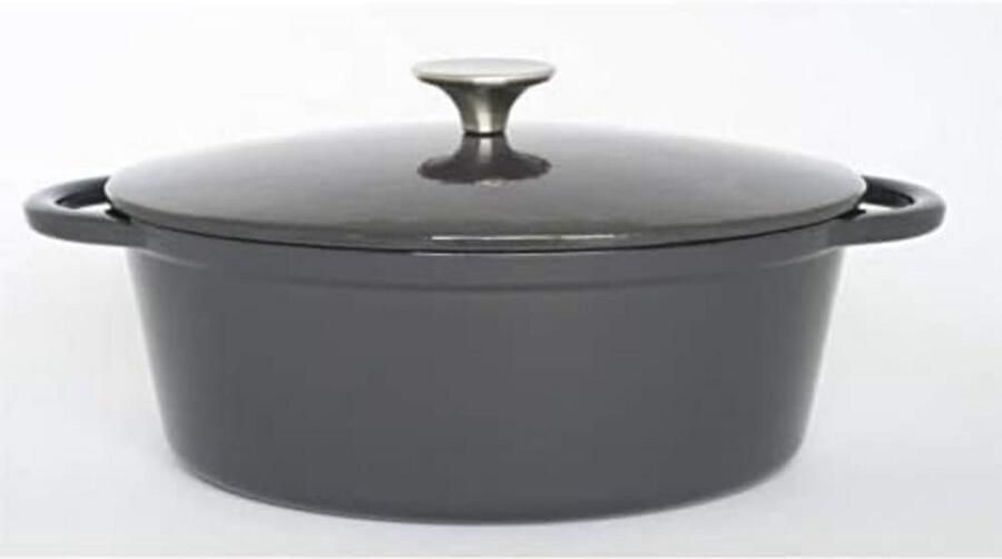 Gietijzeren Braadpan Ovenschaal Stoofpan Langzaam Koken Gelijkmatige Warmte 27 cm Grijs Glanzend
