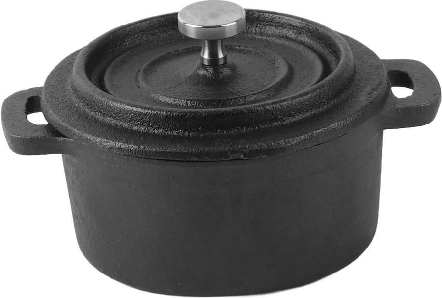 Gietijzeren Braadpan Ovenschotel Kookpot Langzaam Koken Gelijkmatige Warmteverdeling 10 cm Zwart