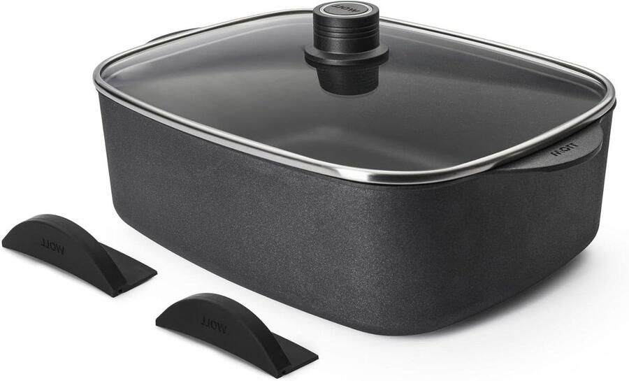 Gietijzeren Braadpan Pannen met handvatten Langzaam Garen Diamant XR Coating 31 cm Zwart