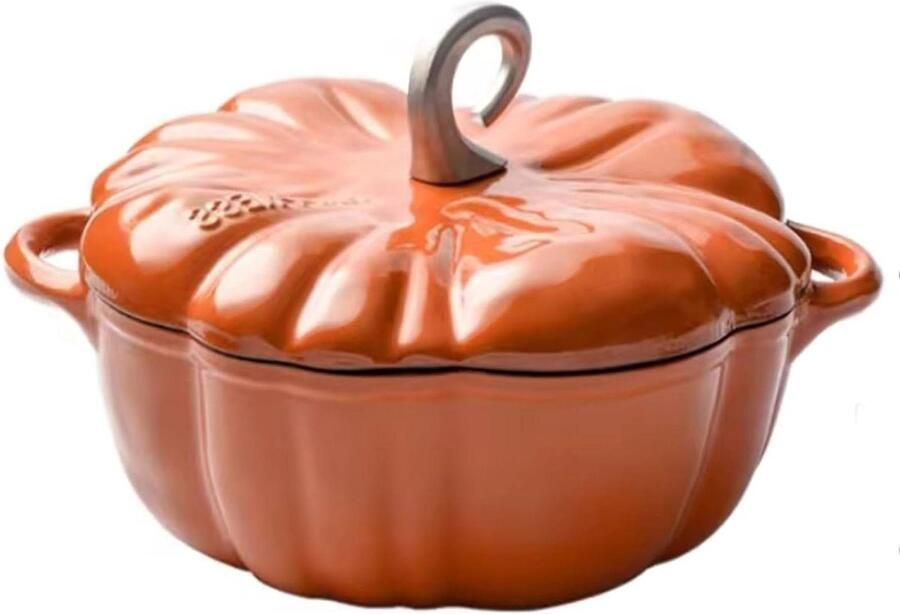 Gietijzeren Braadpan Pompoen Stoofpot Lange Stoofgerechten Geëmailleerd Oppervlak 185 Liter Oranje