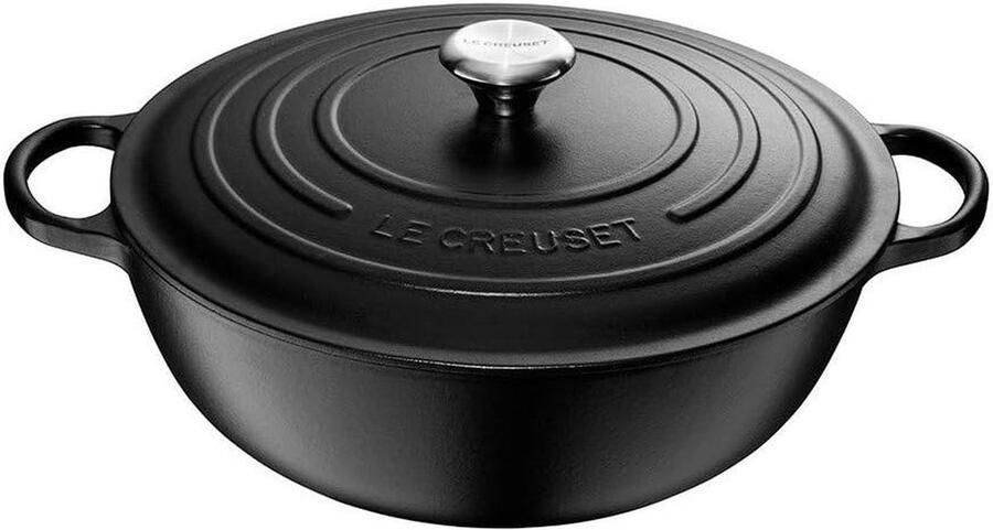 Gietijzeren Braadpan Sauspan Stoofpan Langzaam Garen Ovenbestendig Vaatwasserbestendig 2.2 Liter Mat Zwart