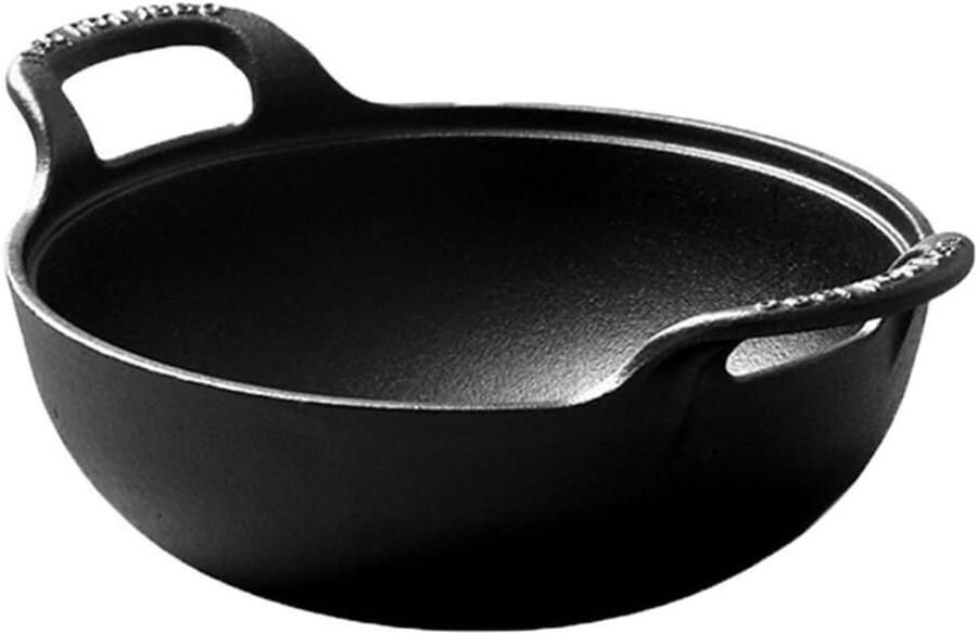 Gietijzeren Braadpan Soeppan Wokpan Koken en Braden Chemisch Vrije Kooklaag 20 cm Diameter Zwart