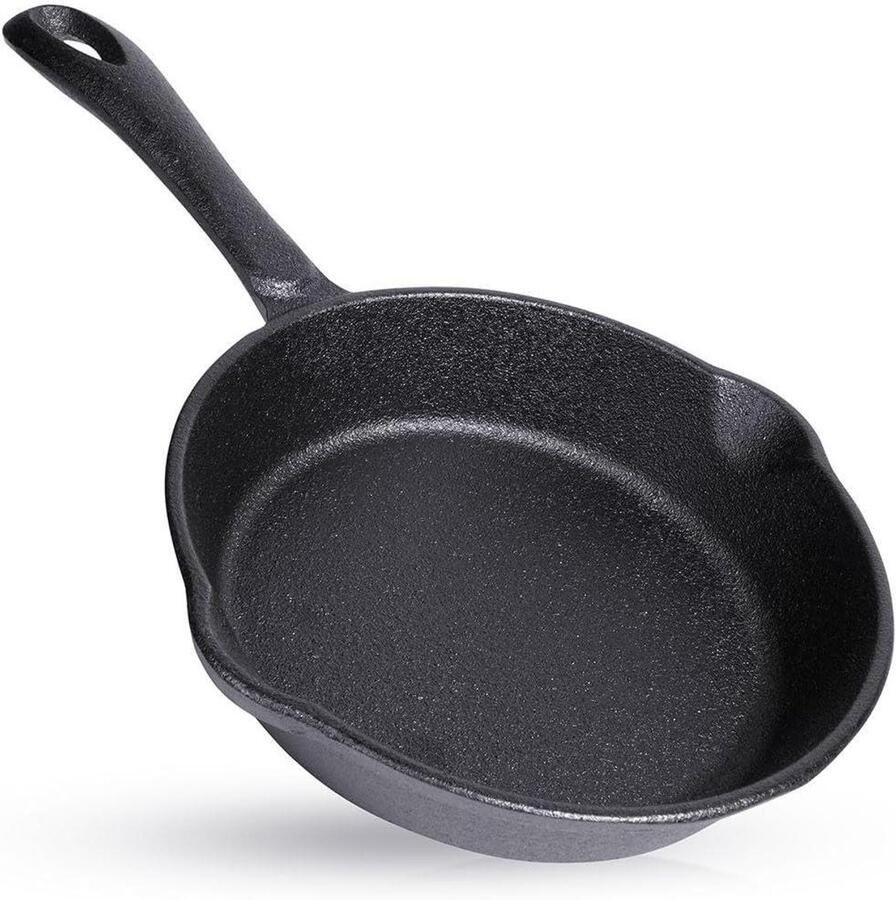 Gietijzeren Braadpan Stoofpan Bord Langzaam Garen Optimale Warmteverdeling 16 cm Zwart