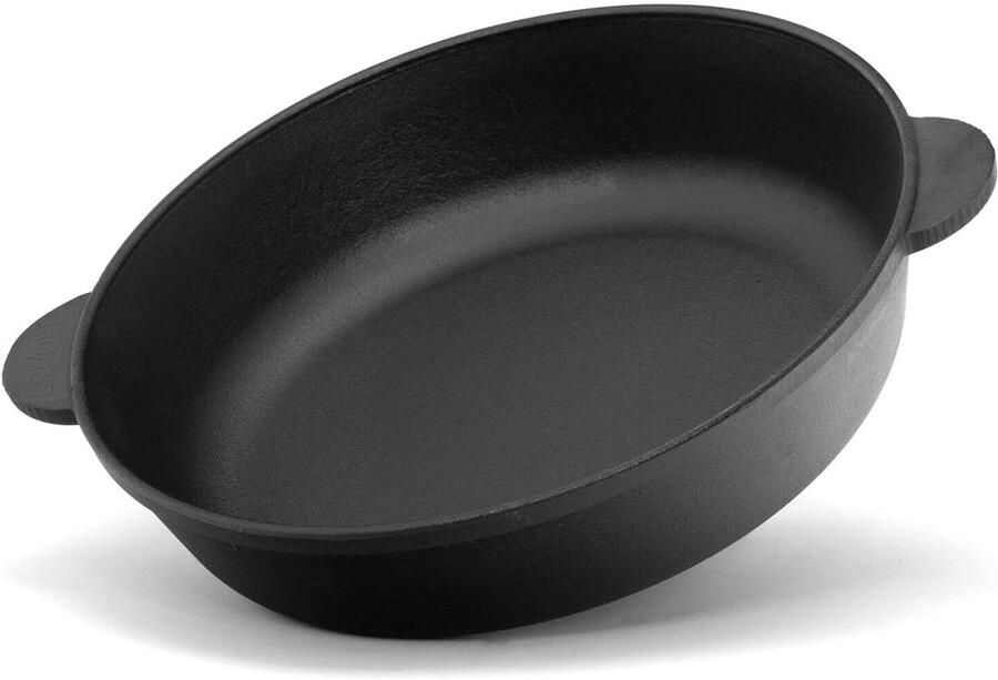 Gietijzeren Braadpan Stoofpan Cocotte Langzaam Garen Gelijkmatige Warmteverdeling 30 cm Diameter Zwart