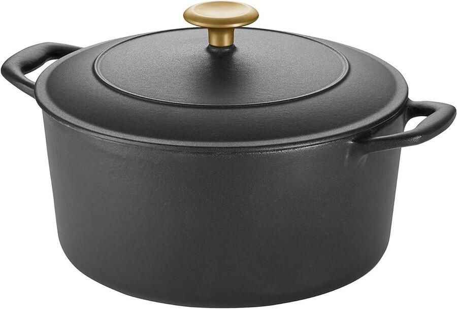 Gietijzeren Braadpan Stoofpan Deksel Langzaam Garen Vochtvergrendelend Deksel 55 Quart Matzwart