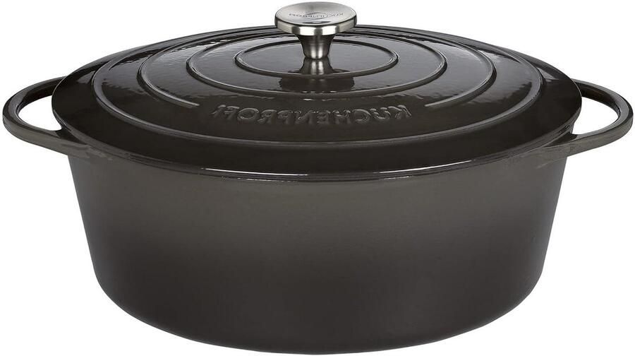 Gietijzeren braadpan Stoofpan Dutch Oven Langzaam garen Energiebesparend koken 33 cm Grijs