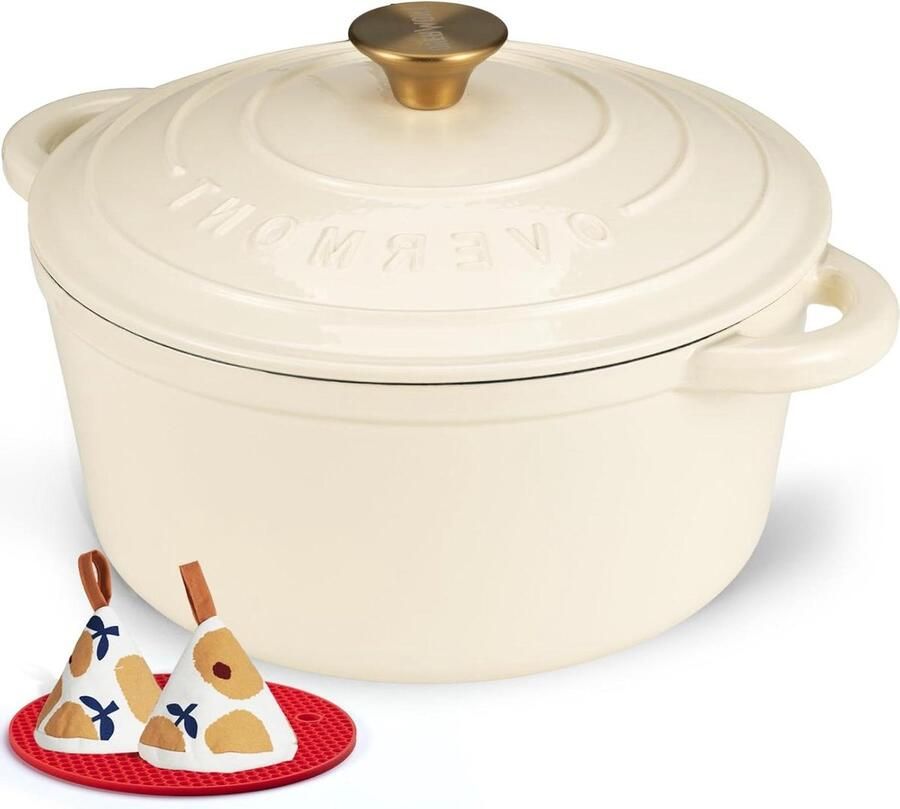 Gietijzeren Braadpan Stoofpan Emaille Langzaam Garen Gelijkmatige Warmteverdeling 28 cm Wit