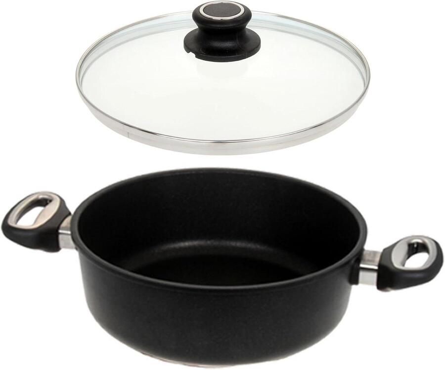 Gietijzeren Braadpan Stoofpan Koekenpan Langzaam Garen Handgegoten Duits Gietijzer Ø 32 cm Zwart