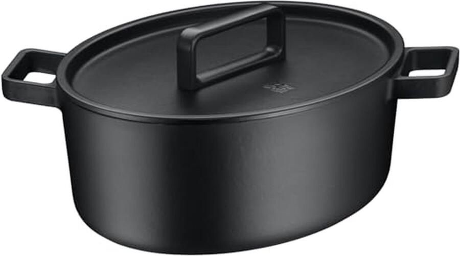 Gietijzeren Braadpan Stoofpan Koekenpan Langzaam Garen Innovatief Condensdeksel 8.6 liter Zwart