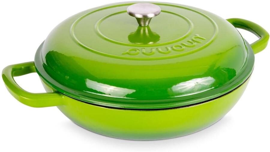Gietijzeren Braadpan Stoofpan Koekenpan Langzaam Garen Non-stick Emaille 5 Quarts Groen