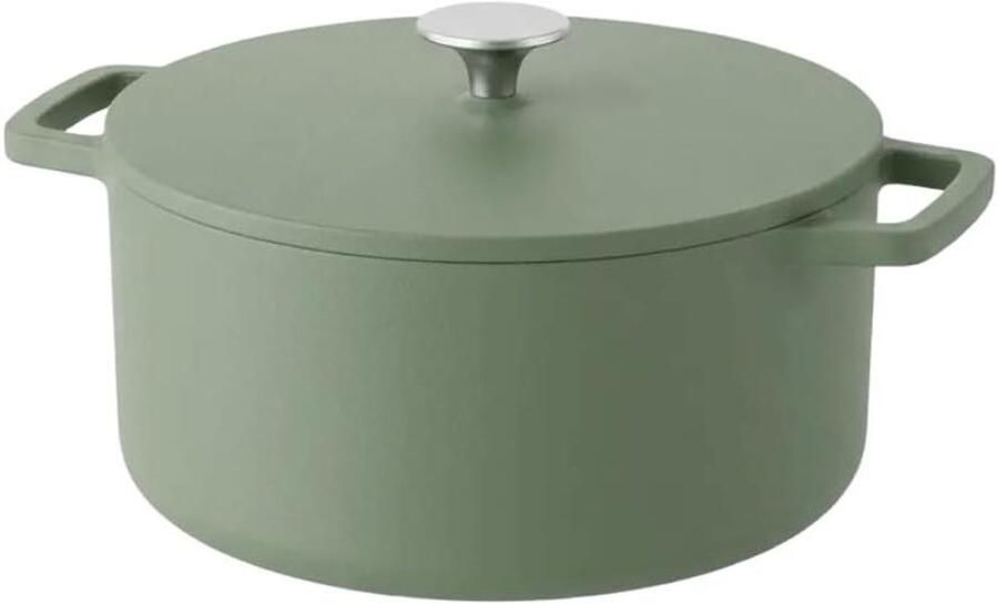 Gietijzeren Braadpan Stoofpan Langzaam Garen PFAS-vrij 28 cm Groen