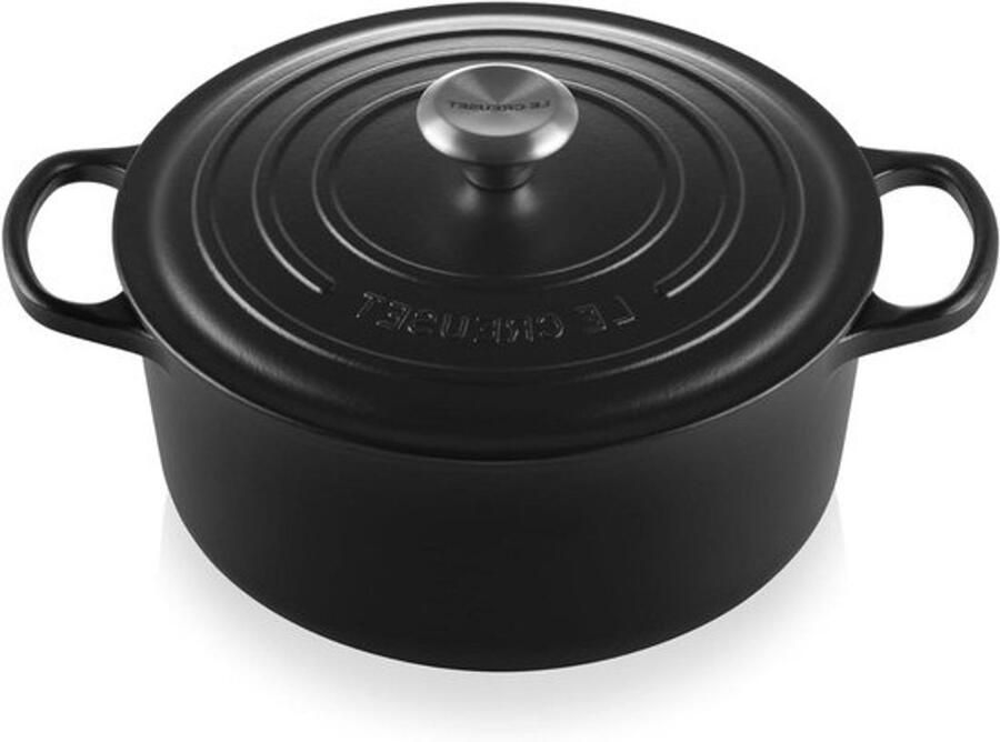 Gietijzeren braadpan Stoofpan met deksel Langzaam garen Gelijkmatige warmte 26 cm Zwart