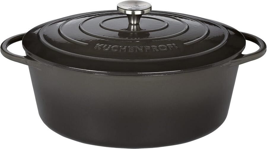 Gietijzeren Braadpan Stoofpan Ovenschaal Langzaam Garen Energiebesparend Koken 33 cm Grijs