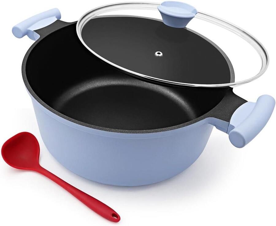 Gietijzeren Braadpan Stoofpan Soeppan Langzaam Garen Gietaluminium Lichtgewicht 6 Qt Blauw