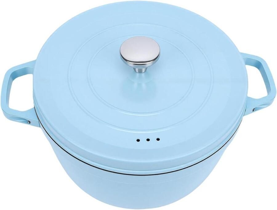 Gietijzeren Braadpan Stoofpot Pan Gezinsmaaltijden Bereiden Geëmailleerde Constructie 9.4 Inch Groen