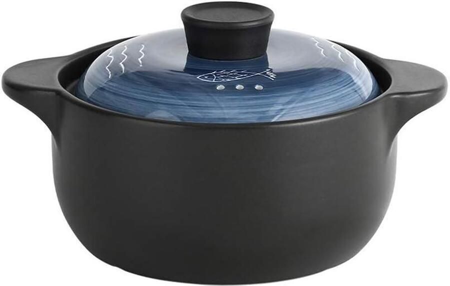 Gietijzeren Braadpan Stoofpot Pan Langzaam Koken Efficiënte Warmtecirculatie 25L Capaciteit Zwart