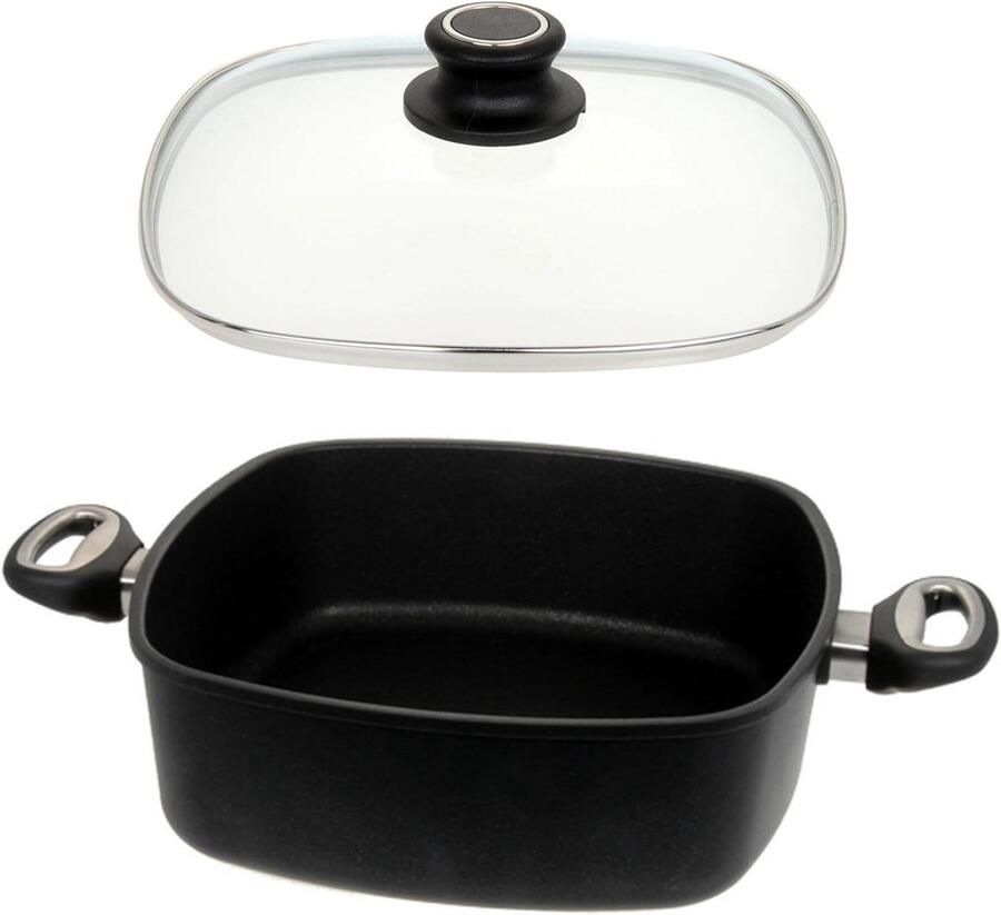 Gietijzeren Braadpan Vierkante Koekenpan Gevogelte Braden Lotustitanium Afwerking 29 cm Zwart